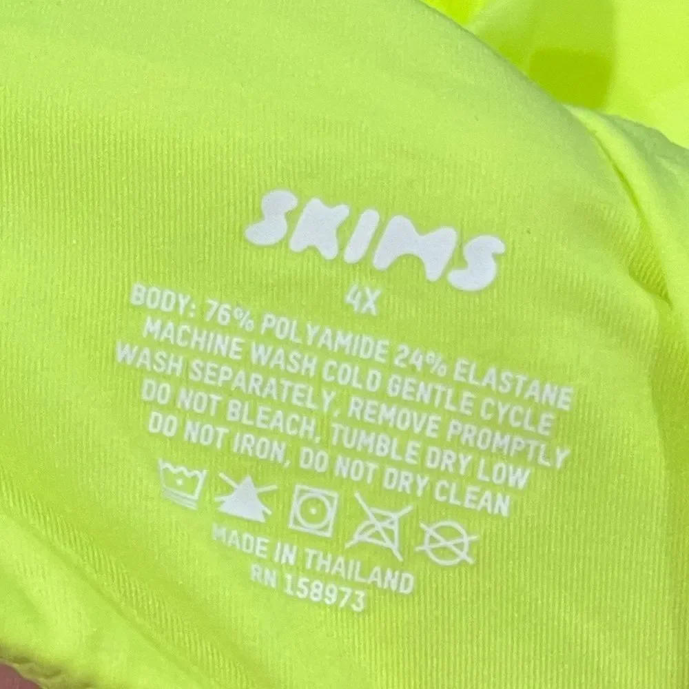NWT Skims Fits Everybody One Shoulder Cut Out Bodysuit Green Highlighter Size 4X